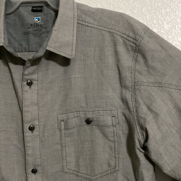 KUHL Men’s Cotton Nylon Blend Light Gray Button-Up Shirt Size L - Picture 3 of 5